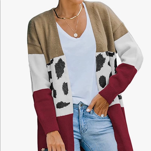 🔥 Women Chic Leopard Print Pockets Button Down Loose Knitted Cardigan - Picture 2 of 4
